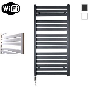 Elektrische radiator sanicare hwv - moda met wifi 120x60 cm mat zwart 876w met thermostaat chroom linksonder