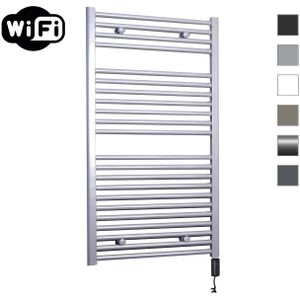 Elektrische radiator sanicare hwv met wifi 111,8x60 cm zilver grijs 730w met thermostaat zwart rechtsonder