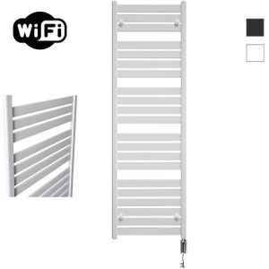 Elektrische radiator sanicare hwv - moda met wifi 160x60 cm mat wit 1159w met thermostaat chroom rechtsonder