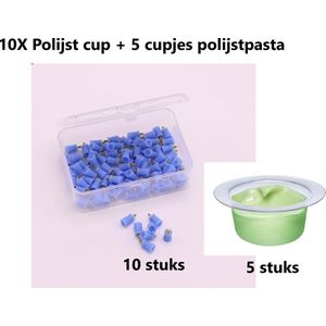 10X Polijst cup + 5 cupjes polijstpasta -  Nr.1 Tandenpolijster - polijstkop