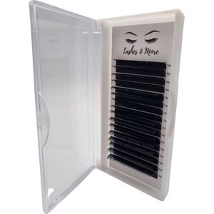 Lashes & More wimperextensions - One By One - C Krul – Dikte 0.15 – Lengte mixed – 16 rijen in een tray- nepwimpers - Flat Lashes - verkrijgbaar in C en D krul en in Dikte 0.15 en 0.20
