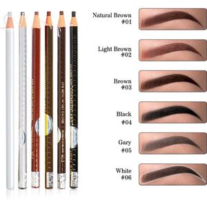 6 Stuks Voortekenpotlood – 1X Zwart, 1X Wit, 1X Grijs, 1X Bruin, 1X Lichtbruin & 1X Donkerbruin - Voortekenpotlood – PMU – Watervast Wenkbrauw potlood – Permanente make-up – PMU potlood  – Stripbaar voortekenpotlood
