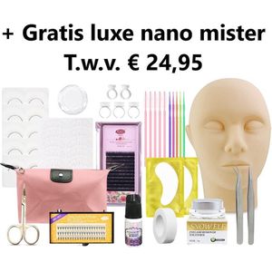 Lashes & More | Wimperextensions Starters Pakket + Luxe Nano Mister | Oefenset voor Beginnend Wimperstylist | Lash Kit | Oefen Wimper Set