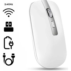 M30 Draadloze muis Wit - Wireless mouse - Oplaadbare computer muis - Draadloos met stille klik - 78Goods