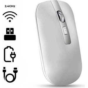 M30 Draadloze muis Zilver - Wireless mouse - Oplaadbare computer muis - Draadloos met stille klik - 78Goods