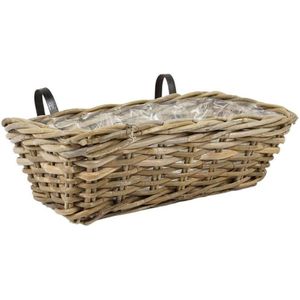 Balkonbak Kubu Rotan | Plantenbak | Balkonmand Gevlochten | Rieten Mand | Balkon Plantenbak | 43x23x15cm | Bloempot | Bloembak Balkon