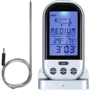 Wireless Vlees Thermometer Digitaal BBQ Thermometer Draadloos - Kernthermometer - Oventhermometer - Barbecue Thermometer - Ingestelde Temperaturen Vlees - Rund, Kip, Vis, Vleesthermometers - Suikerthermometer – Kookthermometer - Keukenthermometer