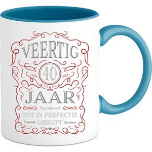 40 Jaar Legendarische Gebrouwen Mok met tekst | Rood - Zilver | Grappig Verjaardag Beker Cadeau | Bedrukte Mokken | Blauw | 330 ML