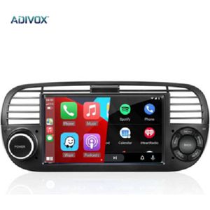 Autoradio 7 inch voor Fiat 500 Abarth Android 13 CarPlay/Auto/WiFi/GPS/RDS/DSP/NAV Kleur zwart