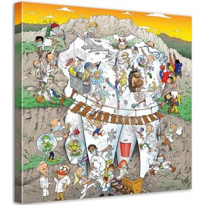 Tandarts Cartoon op canvas - Roland Hols - Kies - 60 x 60 cm - Houten frame 4 cm dik - Orthodontist - Mondhygiënist