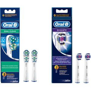 ORAL-B - Opzetborstels - DUAL CLEAN+3D WHITE - Elektrische tandenborstel borsteltjes - Voor een stralend en gezond gebit - COMBIDEAL