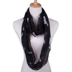 Teckel sjaal - zwart - colsjaal - hond - teckelprint