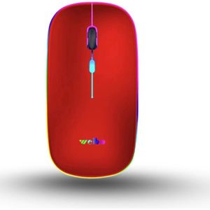 WEIBO Draadloze Muis voor Laptop en Computer - Oplaadbaar - Ergonomisch - Stille Klik - Rood