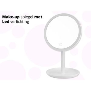 Make Up spiegel met LED Verlichting - Cosmetica - Dimbaar - Dimfunctie - Oplaadbaar - USB - Cadeau - Vakantie - Wit