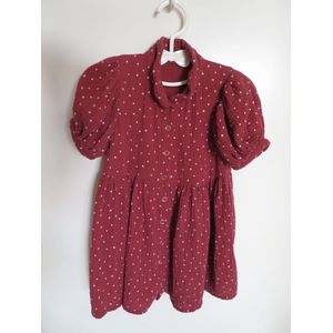 Meisjesjurk - baby zomerjurk - maat 80 - rood - 100% katoen - ( handgemaakt Sweet Baby Bedstraw)
