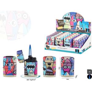 Groothandel aanstekers - Turbo lighter - met print - 20 stuks in display - Q&A Groothandel