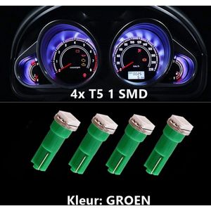4x T5 (1 LED) GROEN  CANBus Led Lamp 4-Stuks | 5050 | T5L200G  | 205 Lumen | 12V | 1 SMD | Verlichting | W3W W1.2W Led Auto-interieur Verlichting Dashboard Warming Indicator Wig auto Instrument Lamp | Autolamp | Autolampen |