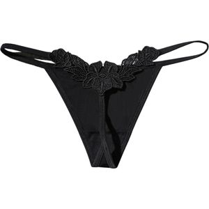 Dames String - Zwart - Luxe Design met Kant - Dames Lingerie / Ondergoed