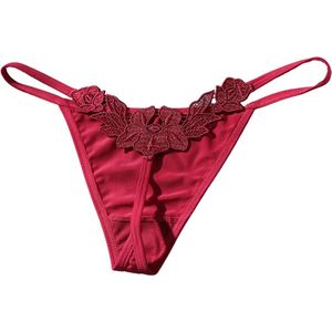 Dames String Rood - Luxe Design met Kant - Dames Lingerie / Ondergoed - Maat S