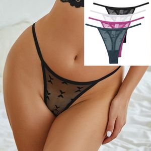 4 Pack - Luxe Dames String - Transparant - Zwart, Groen, Wit en Roze - Dames Lingerie / Ondergoed Set - Maat M