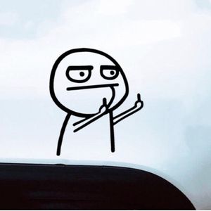 Autosticker - Middelvinger Poppetje Cartoon - Grappige Auto Sticker Zwart - Hoogwaardig Vinyl - Autostickers Wrap Folie - universeel/alle automerken