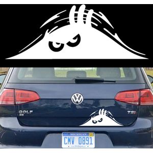 Autosticker - Boos Poppetje Cartoon - Grappige Auto Sticker Wit - Hoogwaardig Vinyl - Autostickers Wrap Folie - universeel/alle automerken