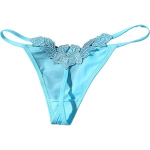 Dames String Blauw - Luxe Design met Kant - Dames Lingerie / Ondergoed - Maat S