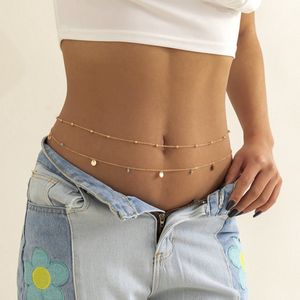 Belly Chain - Goud met Blauwe Accenten - Buikketting Goudkleurig - Zomerse Tailleketting - Heupketting Dames - Dubbele Buik Ketting