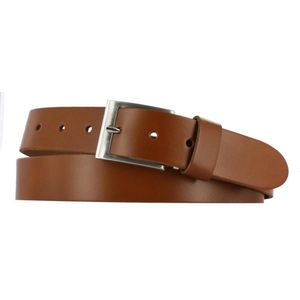 Leren Riem Heren/Dames | 3.5cm breed | Riemmaat: 95cm (totale lengte: 110cm) | 100% echt leer | Nikkelvrije gesp | Kleur: cognac