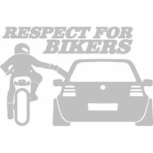 Respect for bikers sticker voor op de auto/motor - Auto stickers - Auto accessories - Stickers volwassenen - 20 x 13 cm Zilver 107