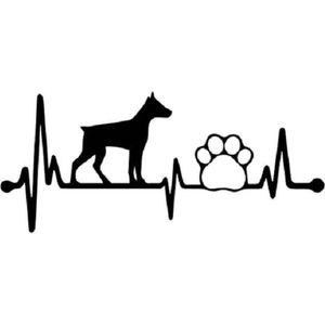 Hartslag dieren poot afdruk hond auto stickers - Laptop sticker - Auto accessories - Sticker volwassenen - 12 x 27 cm - Zwart - 237