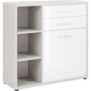 Commode Banco 110 cm hoog - Platina grijs met wit