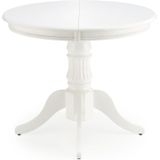 Uitschuifbare ronde eettafel William 90 tot 124 cm breed wit