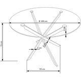 Glazen eettafel Raymond 100 cm breed Chrome