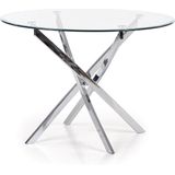 Glazen eettafel Raymond 100 cm breed Chrome