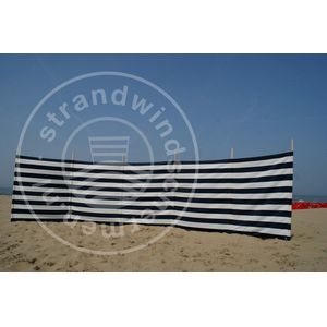 Strand Windscherm Marine Blauw - Wit - 7 meter Sterk Dralon met 2 Delige Houten Stokken 180 cm - Inclusief houten hamer