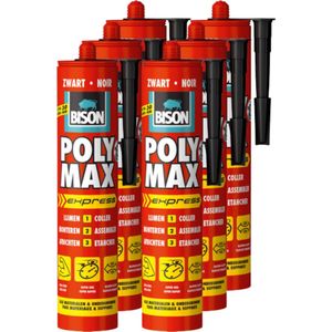 Bison poly max express - montagelijm - extra sterk - zwart - 6 x 425 gram