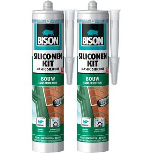 Bison siliconenkit bouw - transparant - hecht op alle materialen - blijvend elastisch - 2 x 300 ml