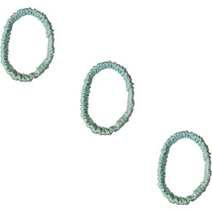 YOSMO - Zijden haar elastiek - Scrunchies - Kleur aqua glass- 100% moerbei zijde - 3 stuks