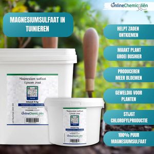Epsom Zout – Epsom Salt – Badzout – Bitter Zout – Magnesiumsulfaat poeder - 5 Kilogram per verpakking Foodgrade kwaliteit
