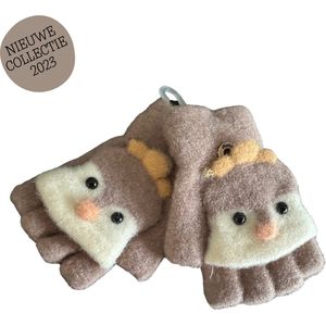 Handschoenen - Taupe - 1 t/m 5 jaar - Kinderhandschoenen - Handschoenen Kinderen - Vingerloos - Wanten - Handschoenen Winter - Handschoenen zonder Vingers