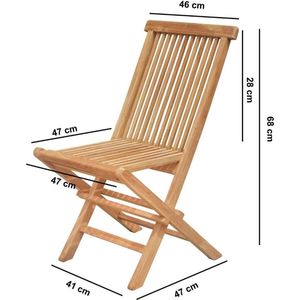 Teakea - Teak Tuinset Tenerif | Rechthoekige Uitschuifbare Tuintafel 120<>180 met 4 Inklapbare Teak Tuinstoelen