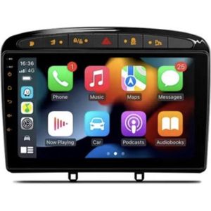 Autoradio 9 inch Android 12 8G/128G 8CORE QLED voor Peugeot 308/408 2008-2013 CarPlay/Auto/WiFi/RDS/DSP/4G/NAV