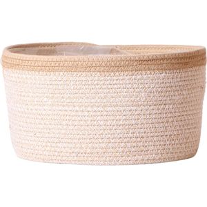Kolibri Home | Cotton Basket dish wit - Cotton gevlochten schaal met wit detail - potmaat Ø30cm