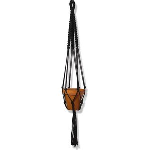 Plantenhanger 'Jazzy' Zwart - 100 cm - Katoen - Let op: Excl. Pot - Macramé - Handgemaakt in Nederland - Inclusief Verzendkosten