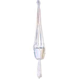 Plantenhanger 'Jazzy' Wit - 100 cm - Katoen - Let op: Excl. Pot - Macramé - Handgemaakt in Nederland - Inclusief Verzendkosten