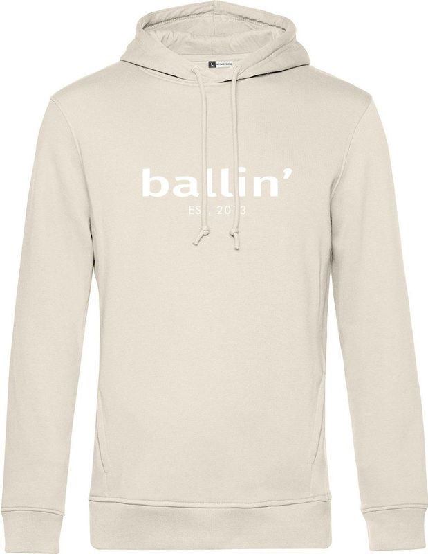 Heren Hoodies met Ballin Est. 2013 Basic Hoodie Print - Beige - Maat XS