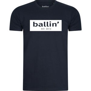 Heren Tee SS met Ballin Est 2013 Cut Out Logo Shirt Print - Blauw