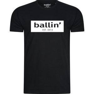 Heren Tee SS met Ballin Est 2013 Cut Out Logo Shirt Print - Zwart