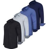 Cappuccino Italia - Overhemd Uni - 4-Pack - Navy, Royal, Grijs, Zwart - Katoen, Polyester